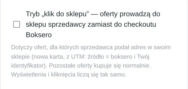Przełącznik trybu "klik do sklepu" w ustawieniach widgetu
